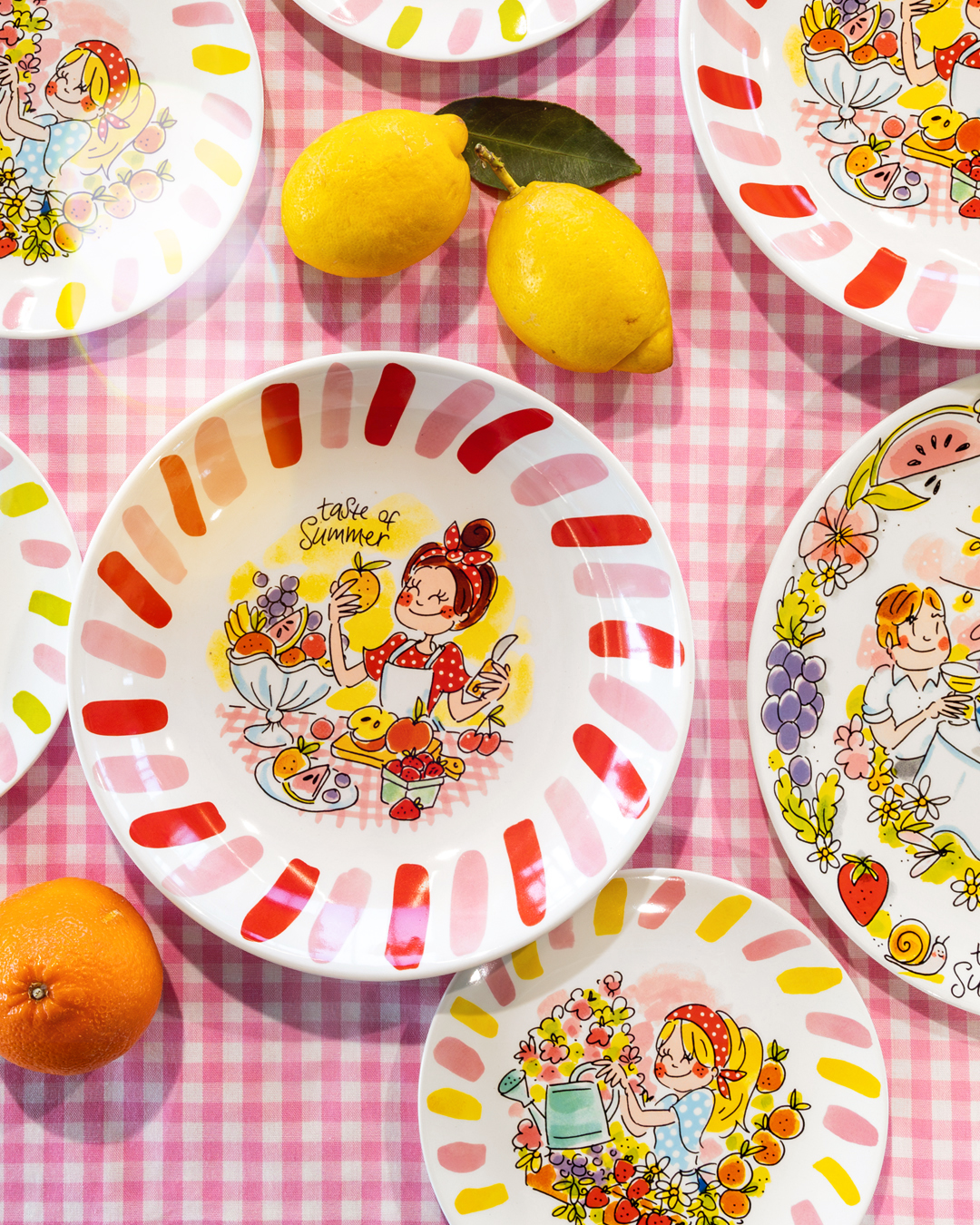 Bord 18cm Taste of Summer Pink/Yellow Stripes